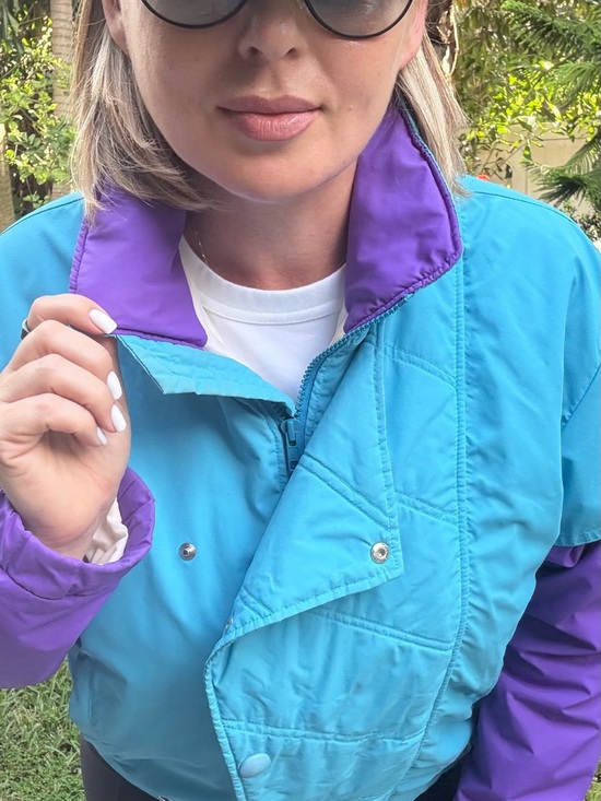 Slalom Jackets & Blazers - Vintage 90s Colorblock Ski Jacket Turquoise Purple Women’s Fits M